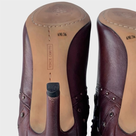 Vince Camuto Consheta Studded Claret Burgundy Red Leather Boots, Women’s… - Picture 10 of 11